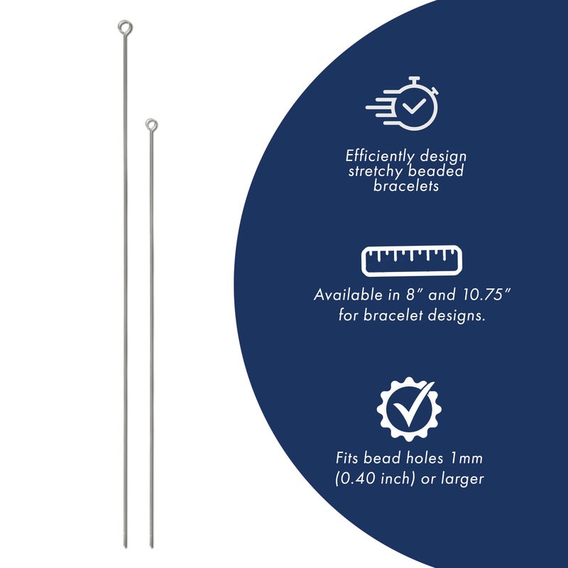 Beadalon Elastic Stretch Cord Beading Needle, Stainless Steel, 10.75 in Length, 1 pc, Easily Transfer Beads on Stretch Cord - Image 3